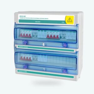 ECO-DC5I1F15S125FV10P-A · Cuadro fotovoltaica con, 5 string 1 MPPT  1.000Vdc protección fusible 15A, y seccionador 125A con transitoria 40kA T2 sin MC4, con prensas. Armario ABS IP65. Dimensiones aproximadas 600x400x200mm