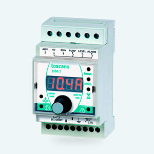 Sobrecarga, bajacarga, fallo de fase y nivel, display, 0…20A, 230Vac. Conector comunicación.